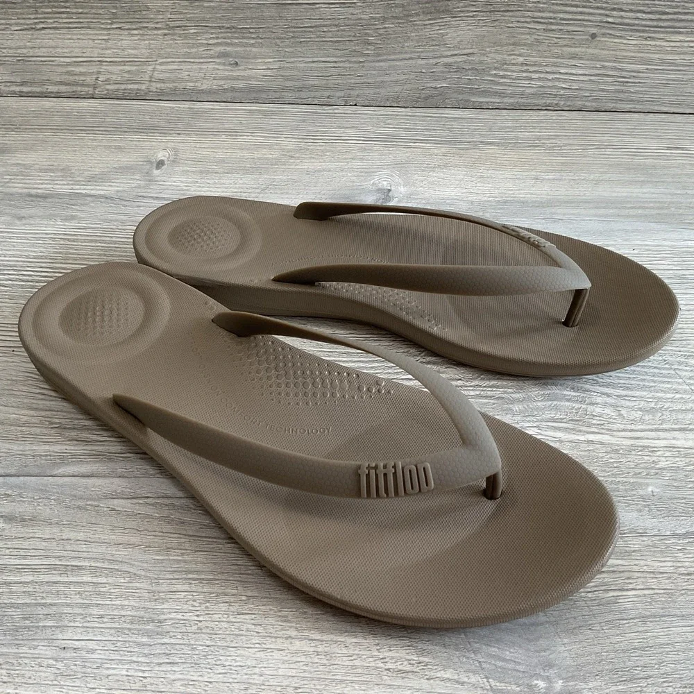 Fitflop Mens Flip Flops Timberwolf IQushion Ergonomic Arch Support Size 12.5